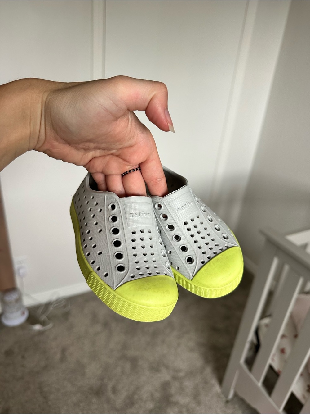 Native Kids Grey and Neon Yellow Slip-On Water Shoes